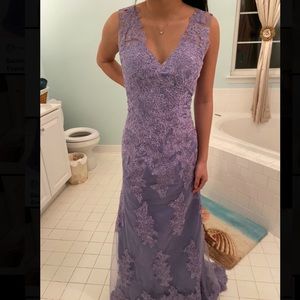 Lavender Lace Prom Dress